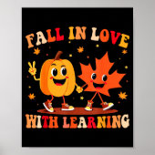 Retro Fall In Love With Learning Autumn Pumpkin Te Poster (Vorne)