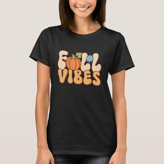 Retro Fall mit Sprichwort Fall Vibes T-Shirt (Vorderseite)