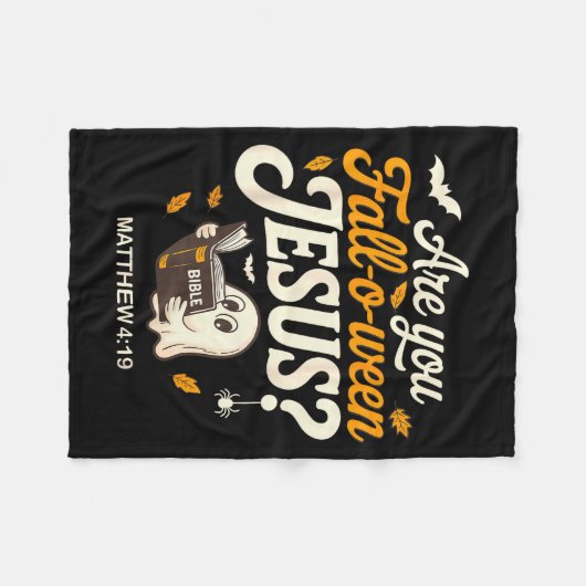 Retro Fall Religious Bible Matthew Are You Fall-o- Fleecedecke (Vorderseite (Horizontal))