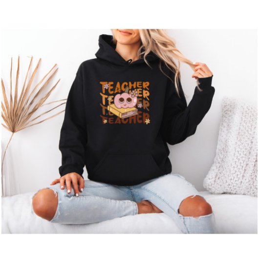 Retro Fall Teacher Pumpkin Halloween Hoodie