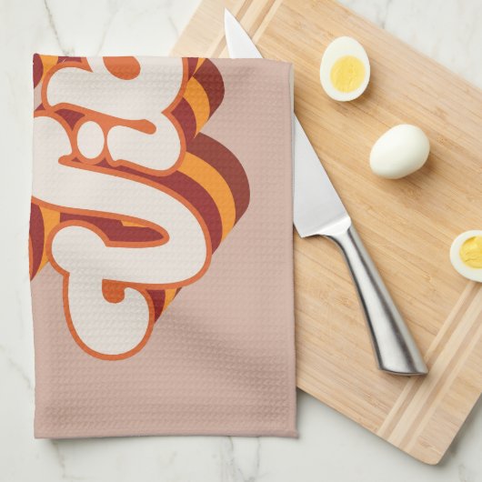 Retro Fall Vibes Geschirrtuch (Viertel Falte)