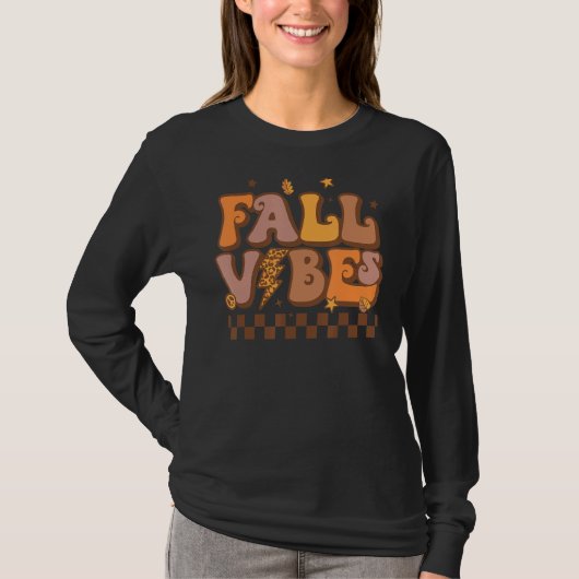 Retro Fall Vibes Leopard Blitzschlag Herbst als T-Shirt (Vorderseite)