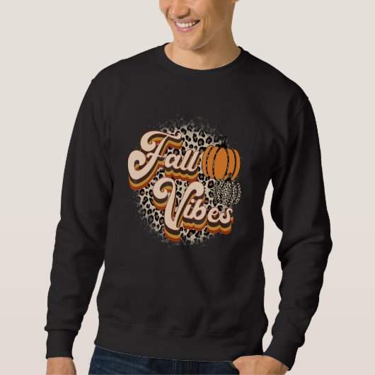 Retro Fall Vibes Leopard Pumpkin Happy Thanksgivin Sweatshirt (Vorderseite)