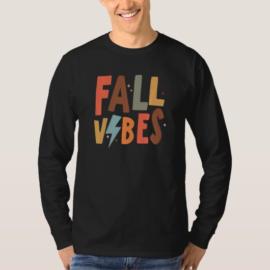 Retro Fall Vibes Lightning Bolt Happy Fall Thanksg T-Shirt (Vorderseite)