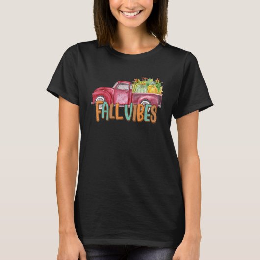 Retro Fall Vibes Pumpkin Truck  Autumn Thanksgivin T-Shirt (Vorderseite)