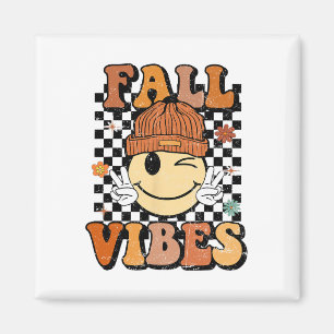 Retro Fall Vibes Smile Face Herbstauftritt Magnet