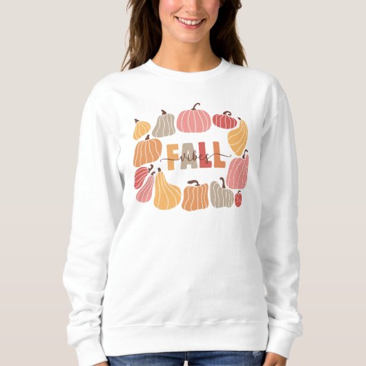 Retro Fall Vibes Sweatshirt mit farbigen Pumpkins (Vorderseite)