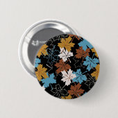 Retro Fallende Ahorn-Blätter Herbstmuster B Button (Vorne & Hinten)