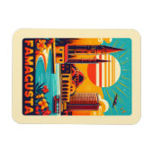 Retro Famagusta Beach Zypern Souvenirs Magnet (Horizontal)