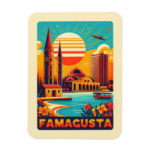Retro Famagusta Beach Zypern Souvenirs Magnet