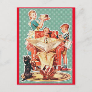 Retro-Familie 1950er Jahre Postkarte