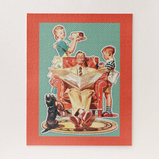 Retro-Familie der 50er Jahre Puzzle (Vertikal)
