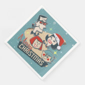 Retro Familie frohe Weihnachten glücklich Neues Ja Serviette (Ecke)