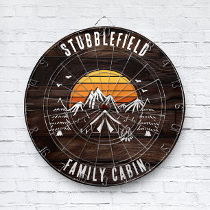 Retro Familie Kabine Name Holz Look Custom Dartscheibe
