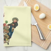 Retro Familie, Mama und Kinder Lebensmittelgeschäf Geschirrtuch (Viertel Falte)