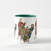Retro Familie, Mama und Kinder Lebensmittelgeschäf Tasse (Zentrum)