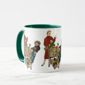 Retro Familie, Mama und Kinder Lebensmittelgeschäf Tasse (Vorderseite Links)