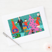 Retro Familie schneidet die Weihnachtsbaumklammern Rechteckiger Aufkleber (Umschlag)