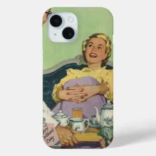 Retro-Familie serviert Mama das Frühstück im Bett Case-Mate iPhone Hülle
