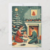 Retro Familie Weihnachten am Kamin (Vorderseite)