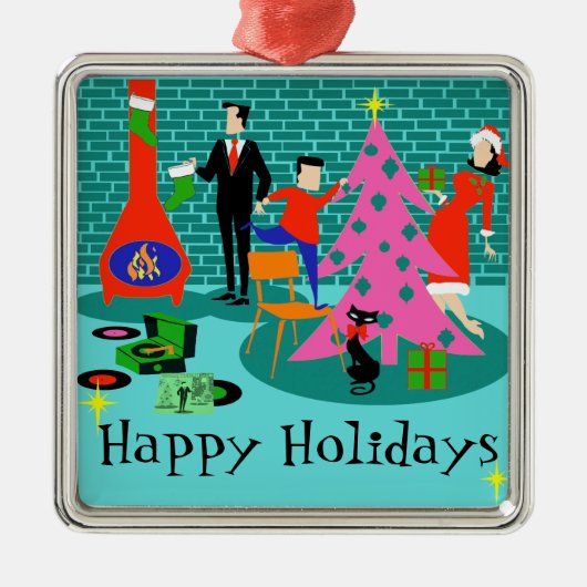 Retro Familie, welche die Ornament Aus Metall (Vorne)