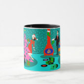 Retro Familie, welche die Weihnachtsbaum-Tasse Tasse (Zentrum)