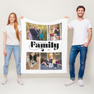 Retro-Familien-Foto-Collage mit 4 Bildern Fleecedecke