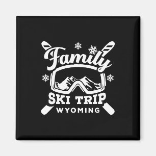 Retro-Familien-Skiurlaub Wyoming-Urlaubsgruppe Sch Magnet