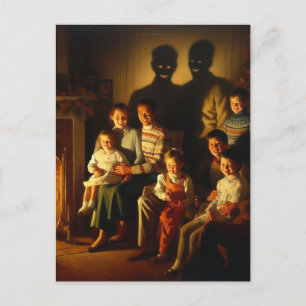 Retro Familien-Weihnachts-Horror Postkarte