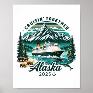 Retro-Familienabenteuer auf einer Vintage-Alaskakr Poster