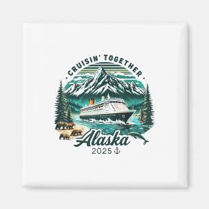 Retro Familienabenteuer: Vintage Alaskakreuzfahrt Magnet