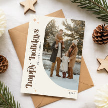 Retro-Familienbogen-Foto-Weihnachtsfeiertagskarte