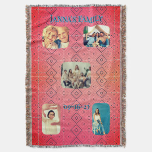 Retro-Familienfoto mit rotem Diamantmuster Decke