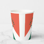 Retro Familienhaus Personalisierter Name Grün Rot Pappbecher (Rechts)