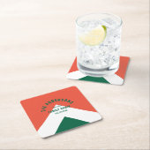 Retro Familienhaus Personalisierter Name Rot Grün Rechteckiger Pappuntersetzer (Vor Ort)