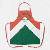 Retro Familienhaus Personalisierter Name Rot Grün Schürze (Vorderseite)