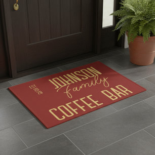 Retro Familienname Coffee Bar Fußmatte