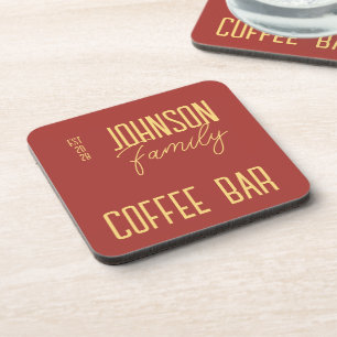 Retro-Familienname Kaffee Getränkeuntersetzer