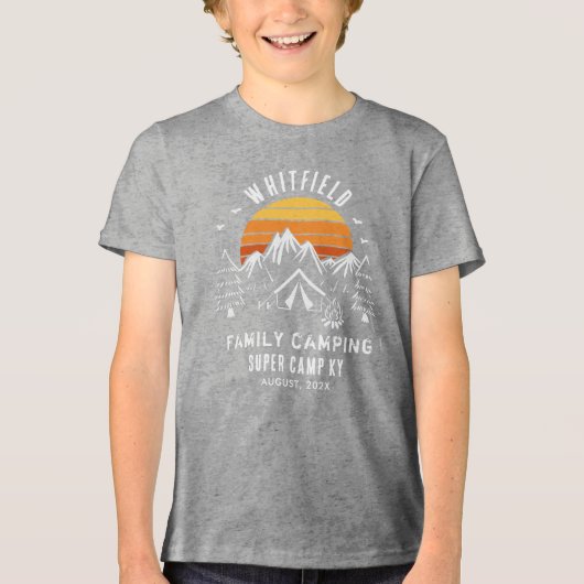 Retro Familienurlaub Matching Camping Custom Tri-Blend Shirt (Vorderseite)