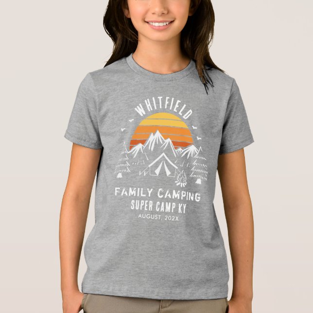 Retro Familienurlaub Matching Camping Custom Tri-Blend Shirt (Vorderseite)
