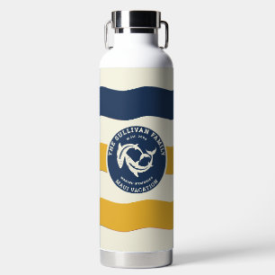 Retro-Familienurlaub-Nautikwelle-Hai-Abzeichen Trinkflasche