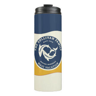 Retro-Familienurlaub-Nautische Welle-Hai-Abzeichen Thermosbecher