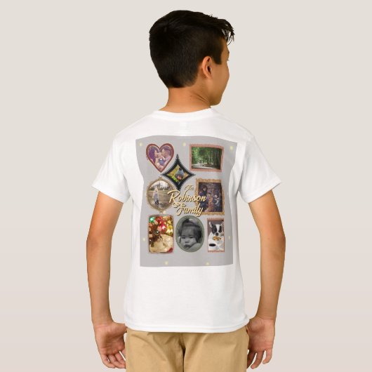 Retro Family 8 Photo Collage CUSTOM T-Shirt (Schwarz voll)