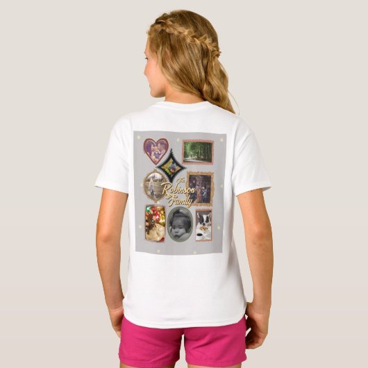 Retro Family 8 Photo Collage CUSTOM T-Shirt (Schwarz voll)