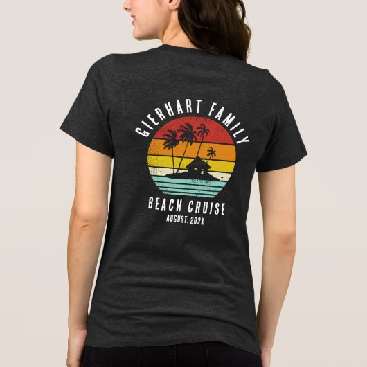Retro Family Beach Cruise Match Custom Wiedersehen Tri-Blend Shirt (Rückseite)