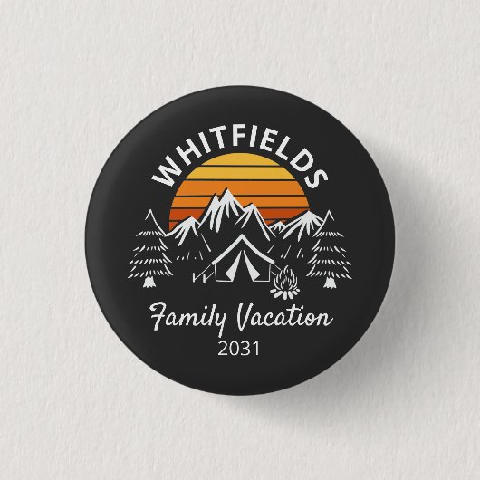 Retro Family Camping Vacacation Individuelle Name Button (Vorderseite)