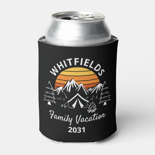 Retro Family Camping Vacacation Individuelle Name Dosenkühler (Kanne Vorderseite)