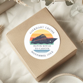 Retro Family Cruise Personalisiert Runder Aufkleber
