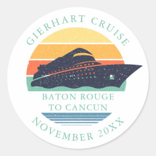 Retro Family Ocean Cruise Trip Custom Runder Aufkleber
