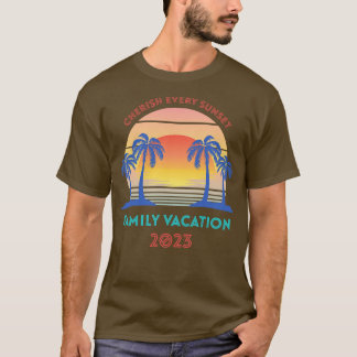 Retro Family Vacation 2023 Cherish Every Sunset T-Shirt